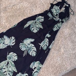 Monstera leaf maxi dress